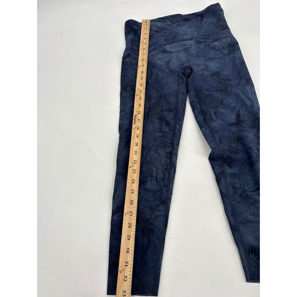 Spanx Booty Boost Active Leggings Navy Blue Wave Print High Waist Large 7/8 - Picture 3 of 6